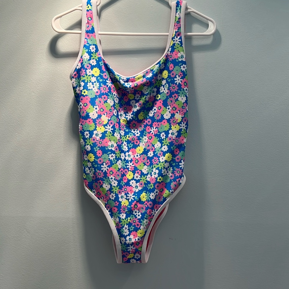 Lain Snow size medium, NWOT, neon floral one piece swimsuit.